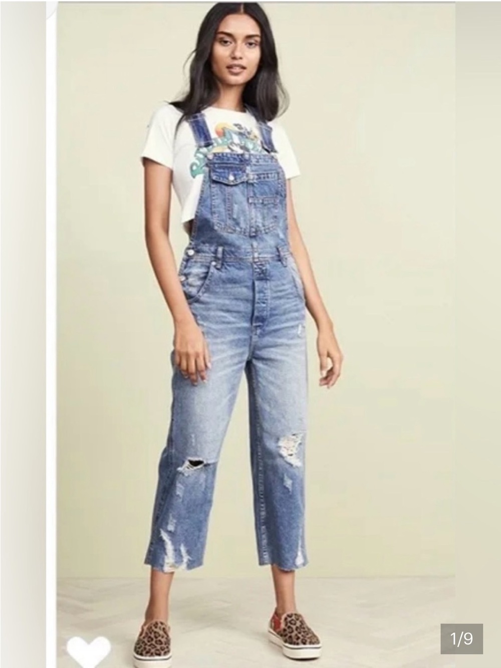 We The Free Cropped Distressed Denim Overalls - Size 27
